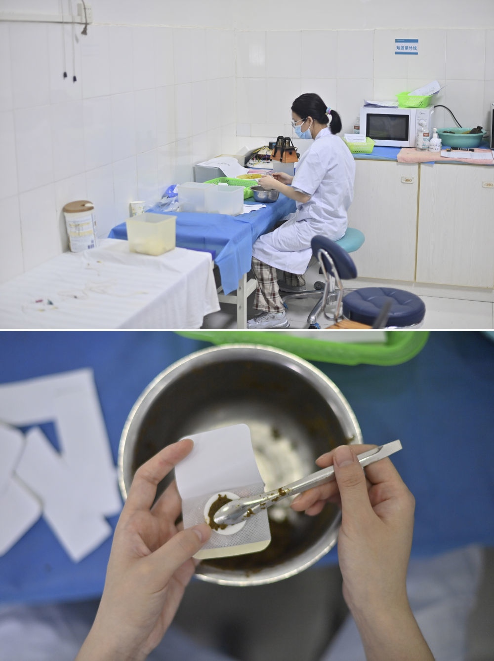 在广西柳州市融安县泗顶镇卫生院，医生蒙汝婷在制作中药膏（4月29日摄）。今年23岁的蒙汝婷，大学毕业后选择到乡镇医院工作。